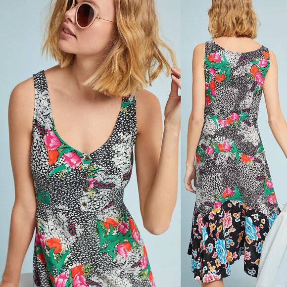 Anthropologie Maeve Violette Floral Midi Dress 4 Slip Romantic Vibrant Boho $168 - Picture 2 of 16